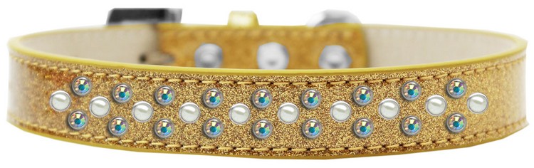 Sprinkles Ice Cream Dog Collar Pearl and AB Crystals Size 12 Gold