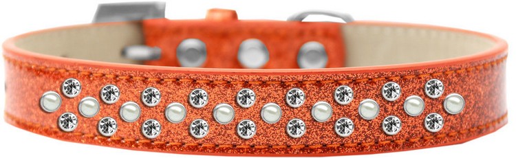 Sprinkles Ice Cream Dog Collar Pearl and Clear Crystals Size 14 Orange