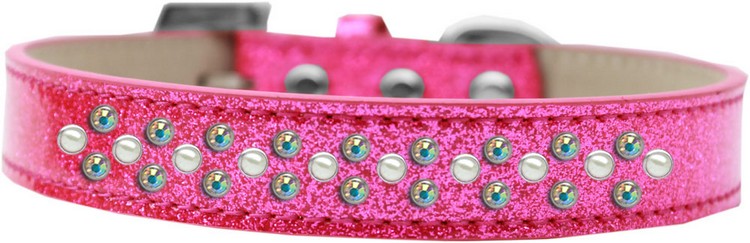 Sprinkles Ice Cream Dog Collar Pearl and AB Crystals Size 20 Pink