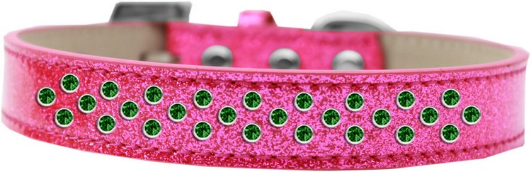 Sprinkles Ice Cream Dog Collar Emerald Green Crystals Size 12 Pink