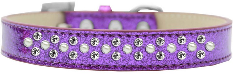 Sprinkles Ice Cream Dog Collar Pearl and Clear Crystals Size 14 Purple