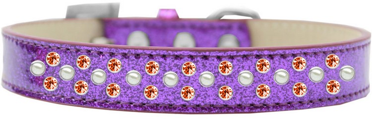 Sprinkles Ice Cream Dog Collar Pearl and Orange Crystals Size 12 Purple