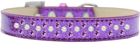 Sprinkles Ice Cream Dog Collar Pearl and Purple Crystals Size 20 Purple