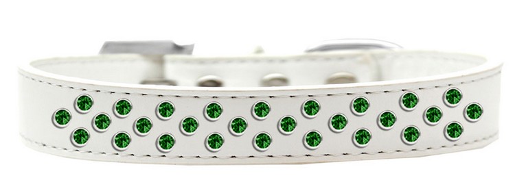 Sprinkles Dog Collar Emerald Green Crystals Size 18 White