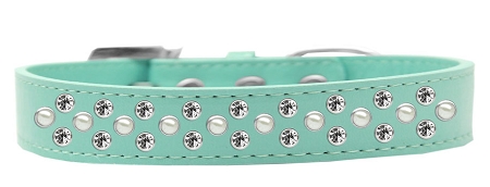 Sprinkles Dog Collar Pearl and Clear Crystals Size 12 Aqua