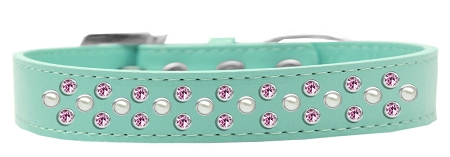 Sprinkles Dog Collar Pearl and Light Pink Crystals Size 14 Aqua