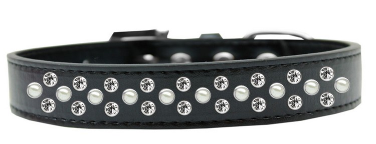 Sprinkles Dog Collar Pearl and Clear Crystals Size 18 Black