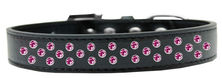 Sprinkles Dog Collar Bright Pink Crystals Size 14 Black