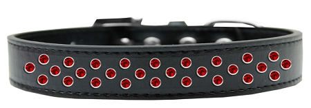 Sprinkles Dog Collar Red Crystals Size 12 Black