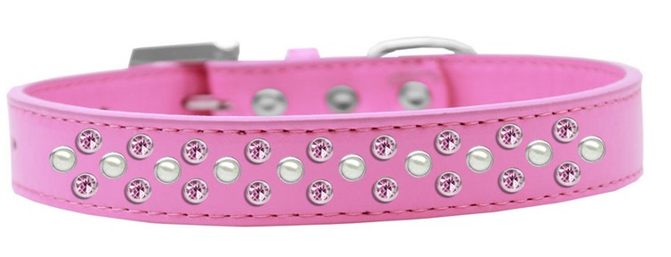 Sprinkles Dog Collar Pearl and Light Pink Crystals Size 12 Bright Pink