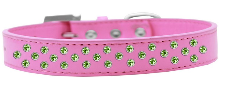 Sprinkles Dog Collar Lime Green Crystals Size 18 Bright Pink