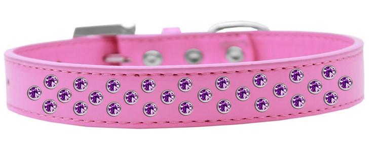 Sprinkles Dog Collar Purple Crystals Size 18 Bright Pink