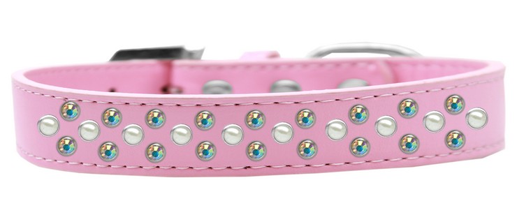 Sprinkles Dog Collar Pearl and AB Crystals Size 14 Light Pink