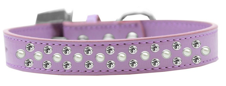 Sprinkles Dog Collar Pearl and Clear Crystals Size 18 Lavender