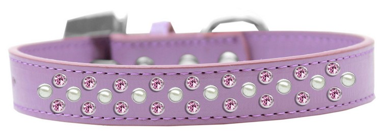 Sprinkles Dog Collar Pearl and Light Pink Crystals Size 14 Lavender