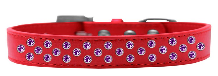 Sprinkles Dog Collar Purple Crystals Size 18 Red