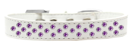 Sprinkles Dog Collar Purple Crystals Size 16 White