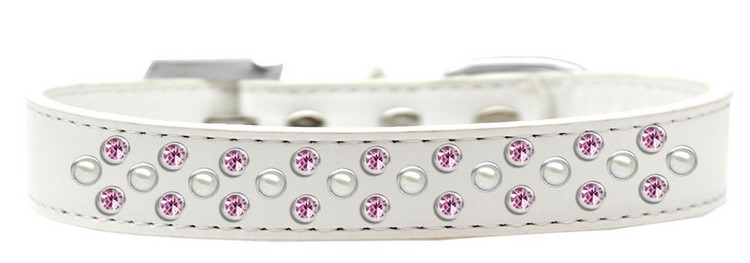 Sprinkles Dog Collar Pearl and Light Pink Crystals Size 12 White