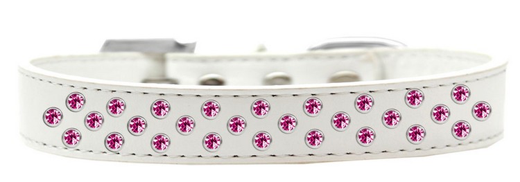 Sprinkles Dog Collar Bright Pink Crystals Size 12 White