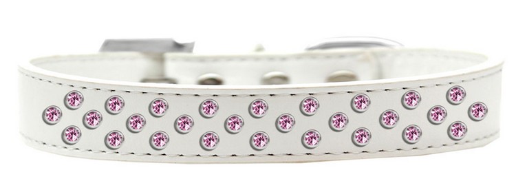 Sprinkles Dog Collar Light Pink Crystals Size 14 White