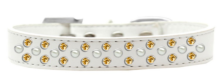 Sprinkles Dog Collar Pearl and Yellow Crystals Size 14 White