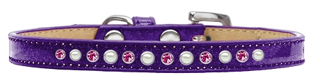 Pearl and Pink Crystal Size 12 Purple Puppy Ice Cream Collar