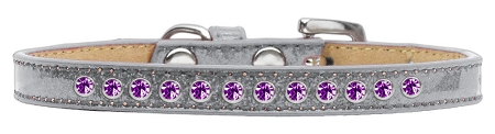 Purple Crystal Size 12 Silver Puppy Ice Cream Collar