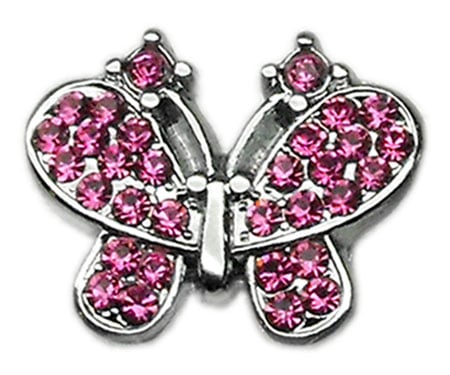 3/8" Slider Butterfly Charm Pink