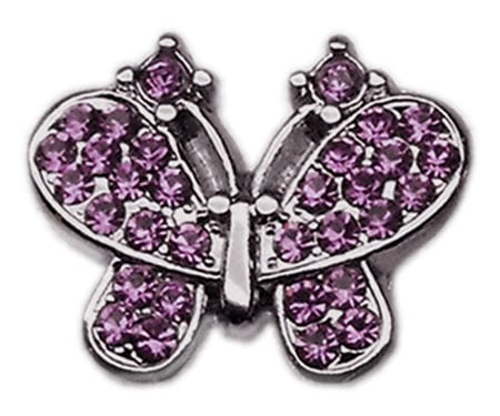 3/8" Slider Butterfly Charm Purple