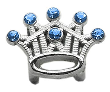 3/8" Slider Crystal Crown Charm Blue