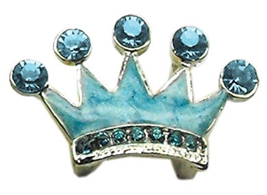 3/8" Slider Enamel Crown Charm Turquoise
