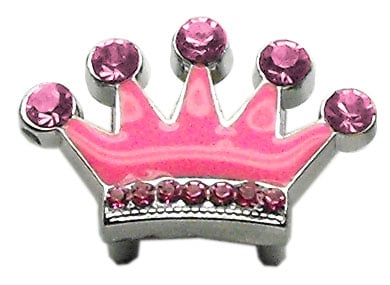 3/8" Slider Enamel Crown Charm Pink