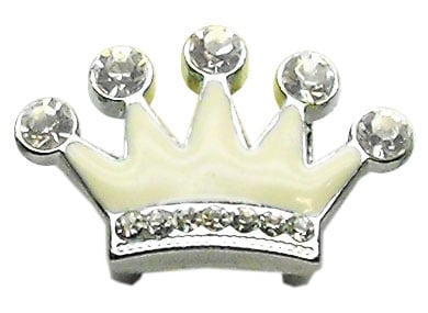 3/8" Slider Enamel Crown Charm White
