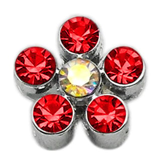3/8" Slider Flower Charm Red