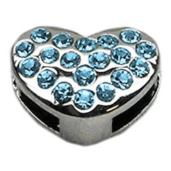 3/8" Slider Puffy Heart Charm Turquoise