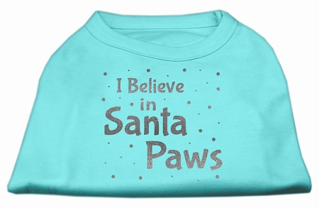 Screenprint Santa Paws Pet Shirt Aqua XS