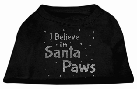 Screenprint Santa Paws Pet Shirt Black Sm