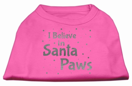 Screenprint Santa Paws Pet Shirt Bright Pink Lg