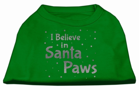 Screenprint Santa Paws Pet Shirt Emerald Green Lg