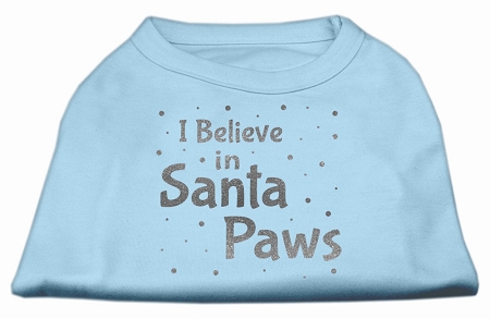 Screenprint Santa Paws Pet Shirt Baby Blue XXXL