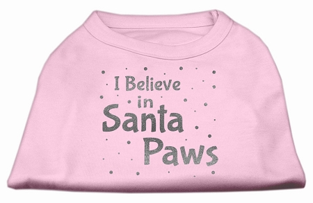 Screenprint Santa Paws Pet Shirt Light Pink XS