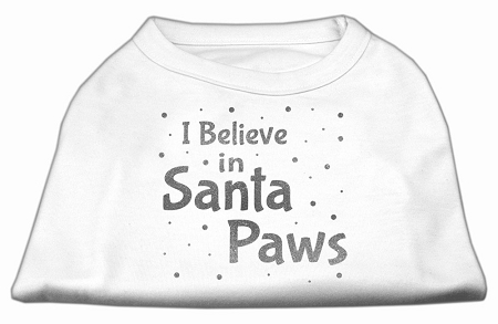 Screenprint Santa Paws Pet Shirt White Lg