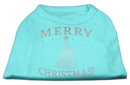 Shimmer Christmas Tree Pet Shirt Aqua XS