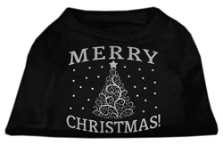 Shimmer Christmas Tree Pet Shirt Black Lg