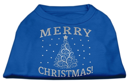 Shimmer Christmas Tree Pet Shirt Blue Sm