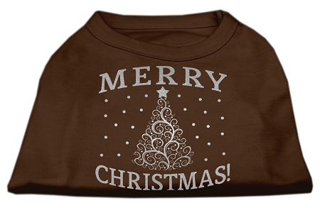 Shimmer Christmas Tree Pet Shirt Brown XS