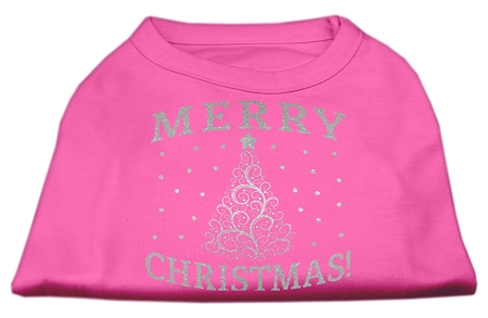 Shimmer Christmas Tree Pet Shirt Bright Pink XS