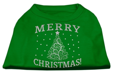 Shimmer Christmas Tree Pet Shirt Emerald Green Sm