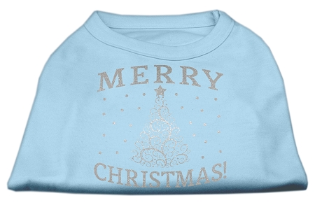 Shimmer Christmas Tree Pet Shirt Baby Blue XS