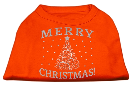 Shimmer Christmas Tree Pet Shirt Orange Lg